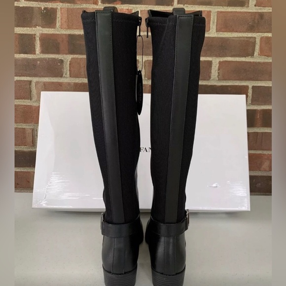 Full Zip Black stretch knit Calf Tall Alfani KALLUM Riding Rain Boots NIB - Picture 2 of 16